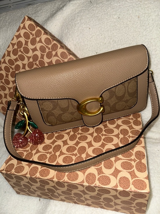 Coach Handbags - Coach Taupe/Brown Signature Canvas Crossbody with Gold 'C' Hardware